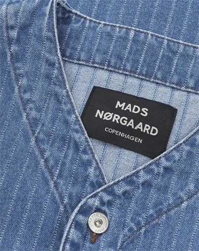Mads Nørgaard - Striped Denim Paradise Skjorte - Light Blue Wash